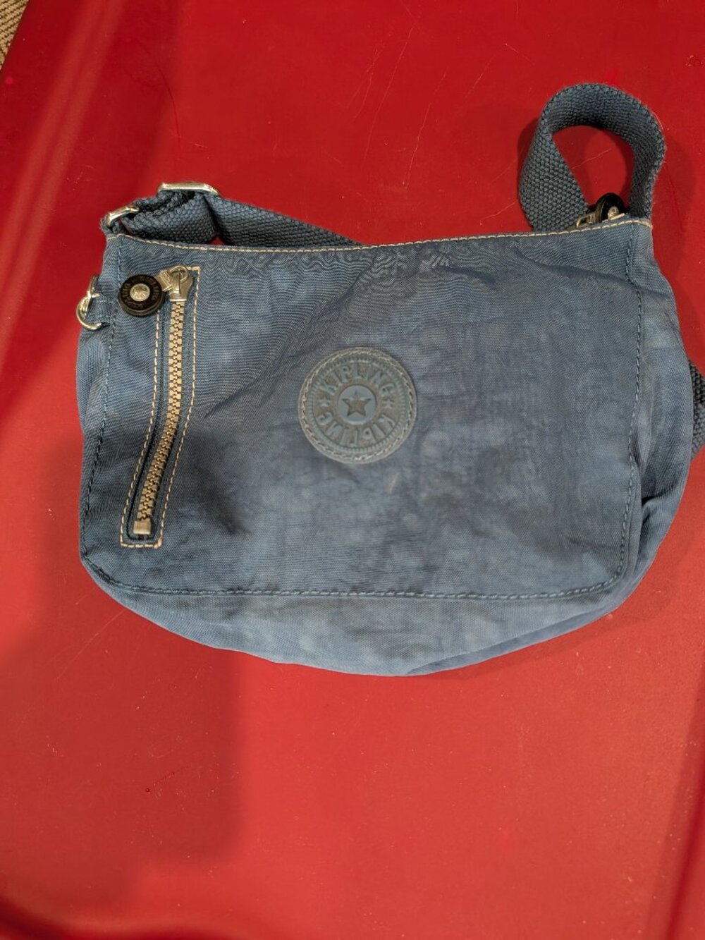 Kipling Crinkle Nylon Crossbody Bag – Medium Shoulder Purse, Slate Blue